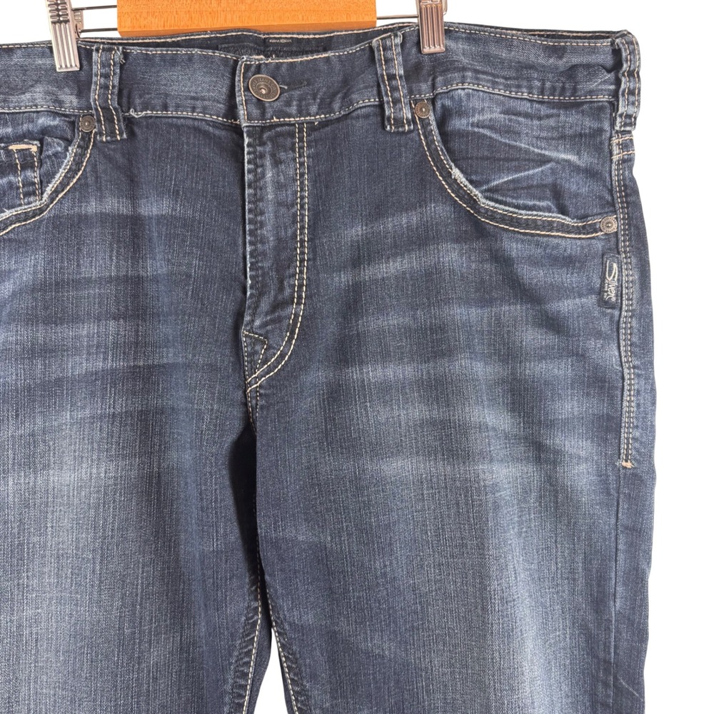 Silver Jeans Co Eddie Mens 40x32 Dark Wash Relaxed Fit Stretch M42995RAS454